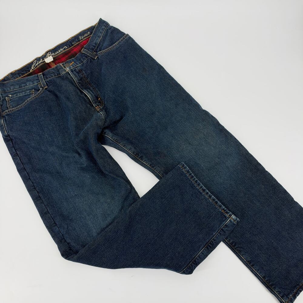 Eddie Bauer Mens Red Flannel Lined 100% Cotton Jeans Size 36 x 30 Preowned